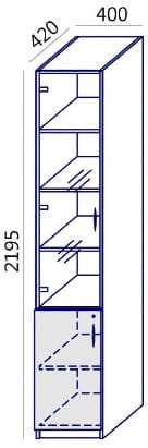 Witryna wysoka MTX-05 lewa 40x219,5h  Wuteh 