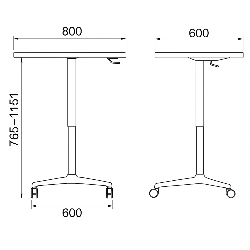 Aero biurko MINI z pneumatyczną  regulacją wysokości Nowy Styl