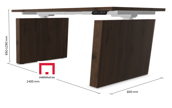 Biurko elektryczne SKY-42 140×80 zabudowaną nogą  Wuteh