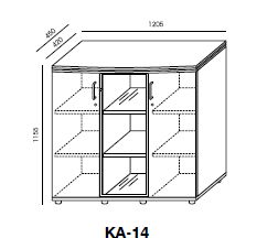 Komoda z witryną KA-14 do zestawu gabinetowego OSKAR – Wuteh