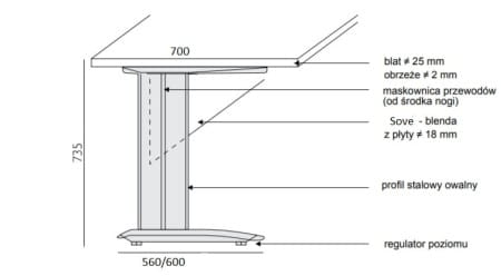 Sove SV-35 Biurko biurowe prawe (70/80x160)  z organizacją kabli