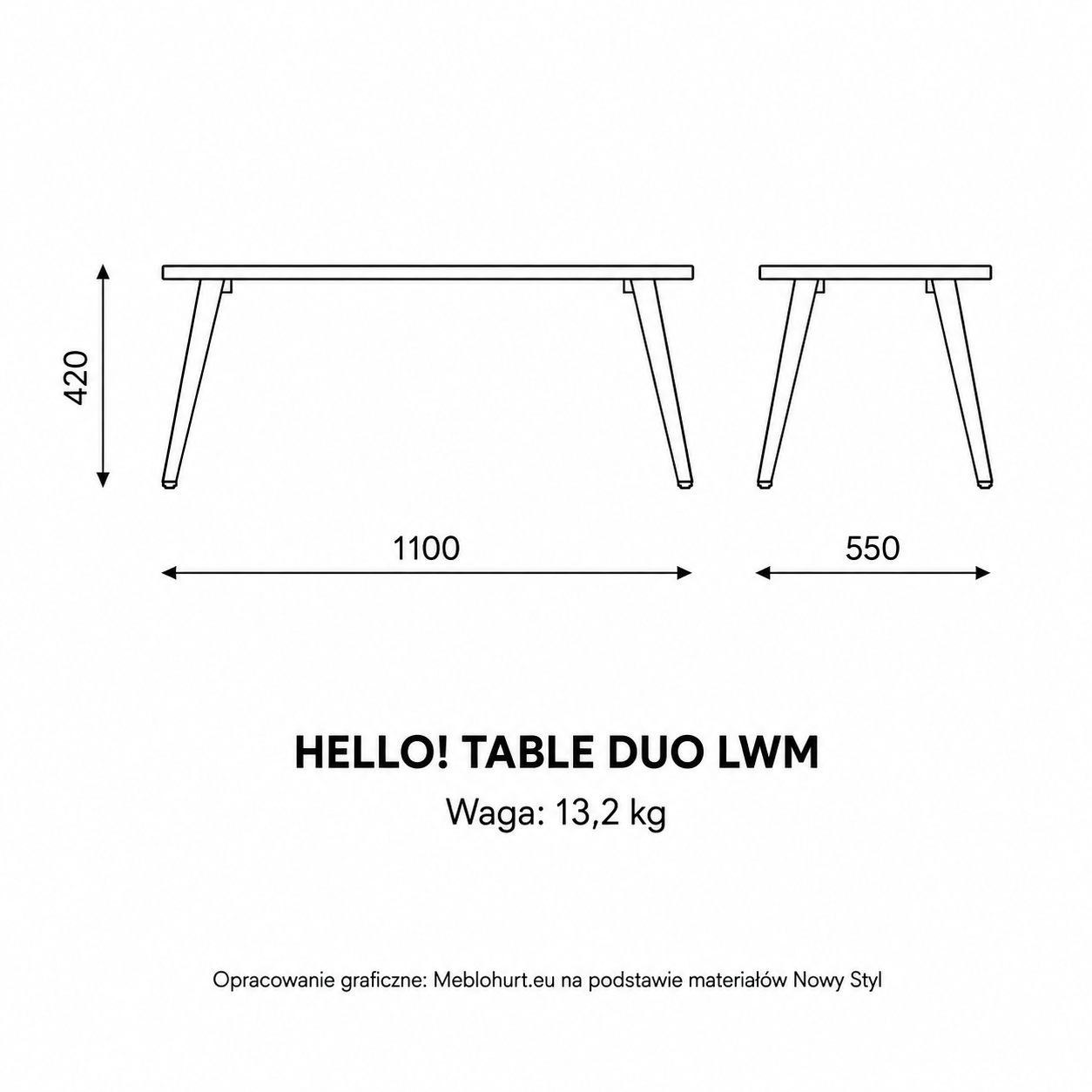Stolik kawowy Hello! Table Duo LWM 1100 × 550 mm – Nowy Styl