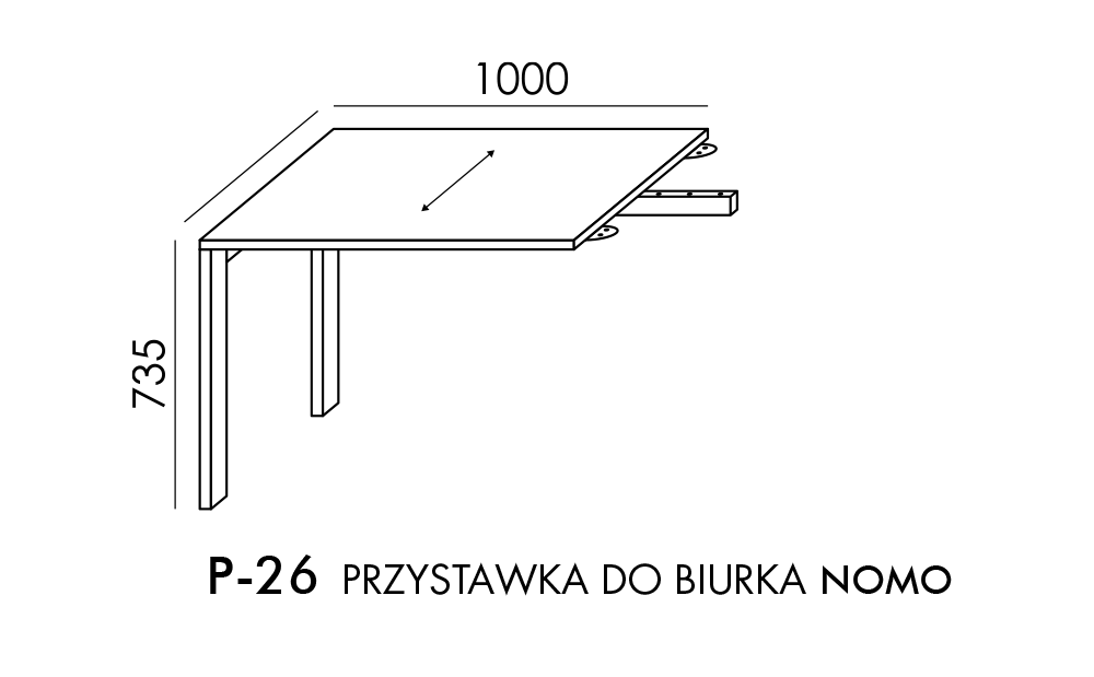 Przystawka do biurka Nomo P-26 Wuteh 1000 × 600 mm