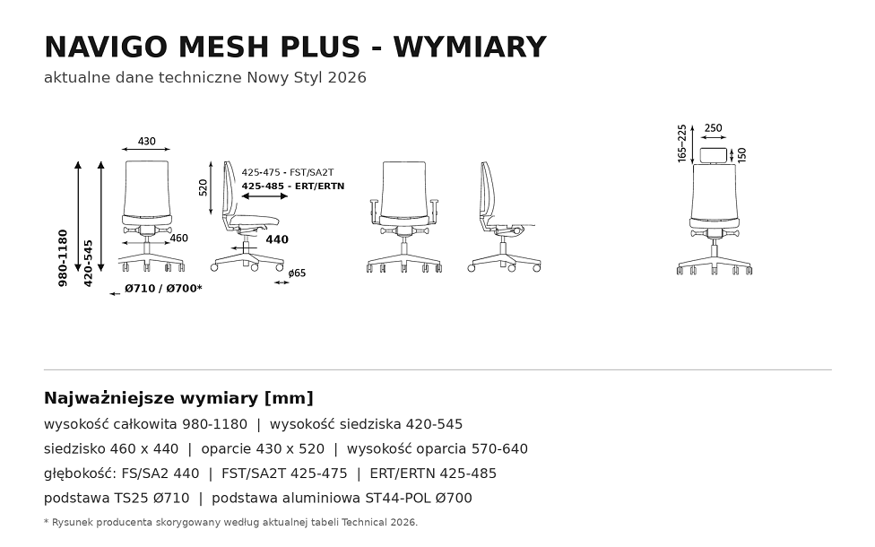 Krzesło biurowe Navigo Mesh Plus – biała konstrukcja – Nowy Styl