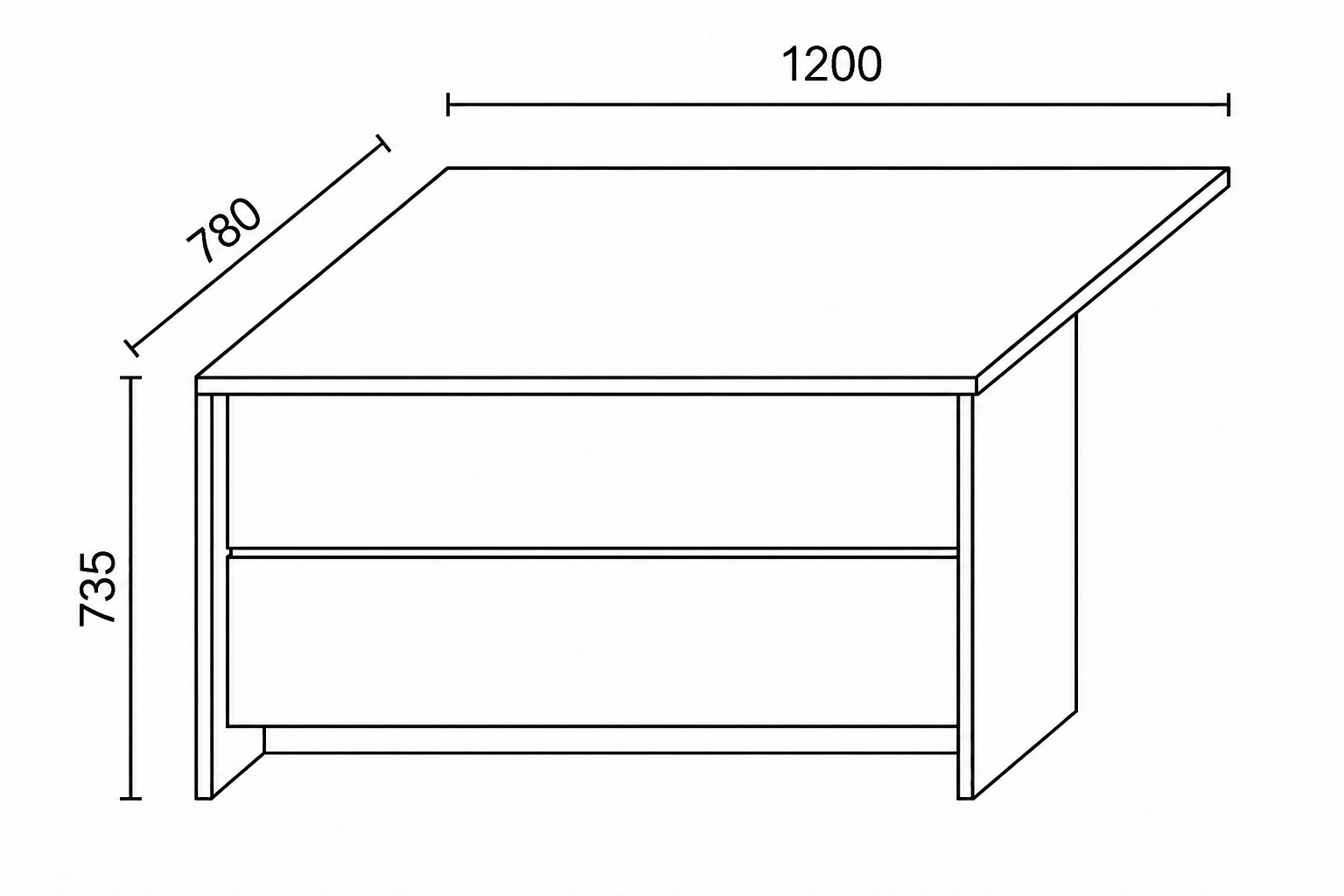 Niski moduł lady recepcyjnej Linus LN-5p Premium Wuteh 1200 × 780 mm