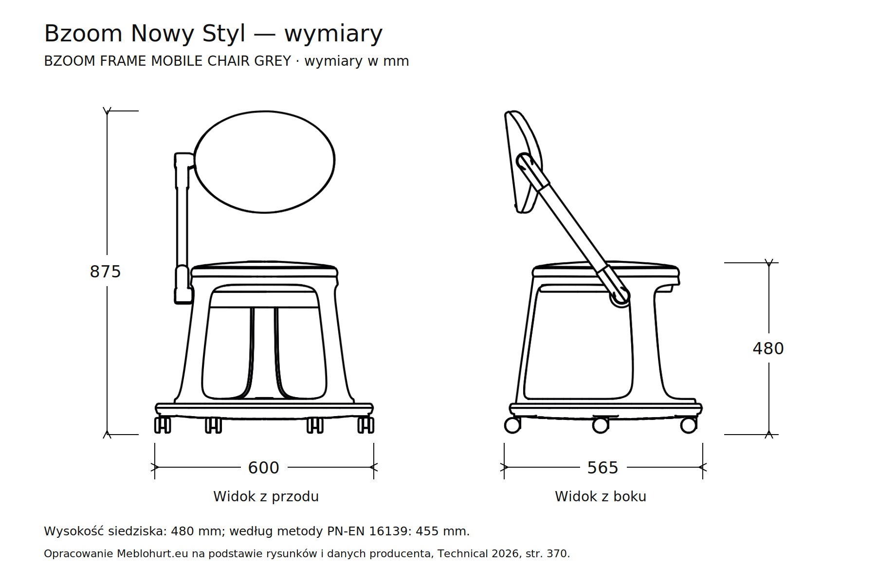 Krzesło szkoleniowe Bzoom Nowy Styl z pulpitem i schowkiem, mobilne, uczelniane