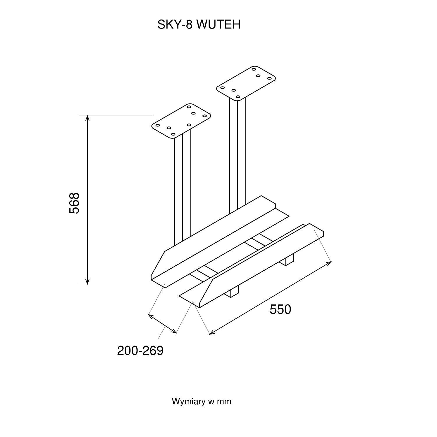 Podstawka podwieszana pod komputer SKY-8 Wuteh z regulacją szerokości