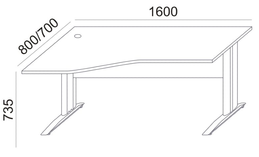 Biurko lewe Sove SV-36 1600 × 800/700 mm z organizacją kabli