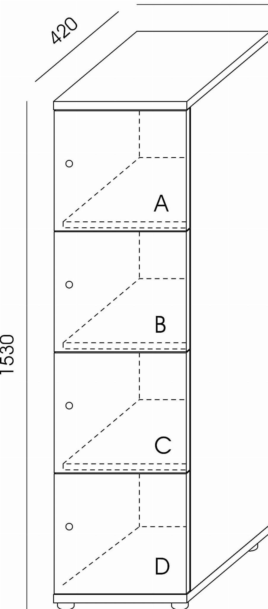 Locker pojedynczy LC-4 Wuteh 420 × 400 × 1530 mm
