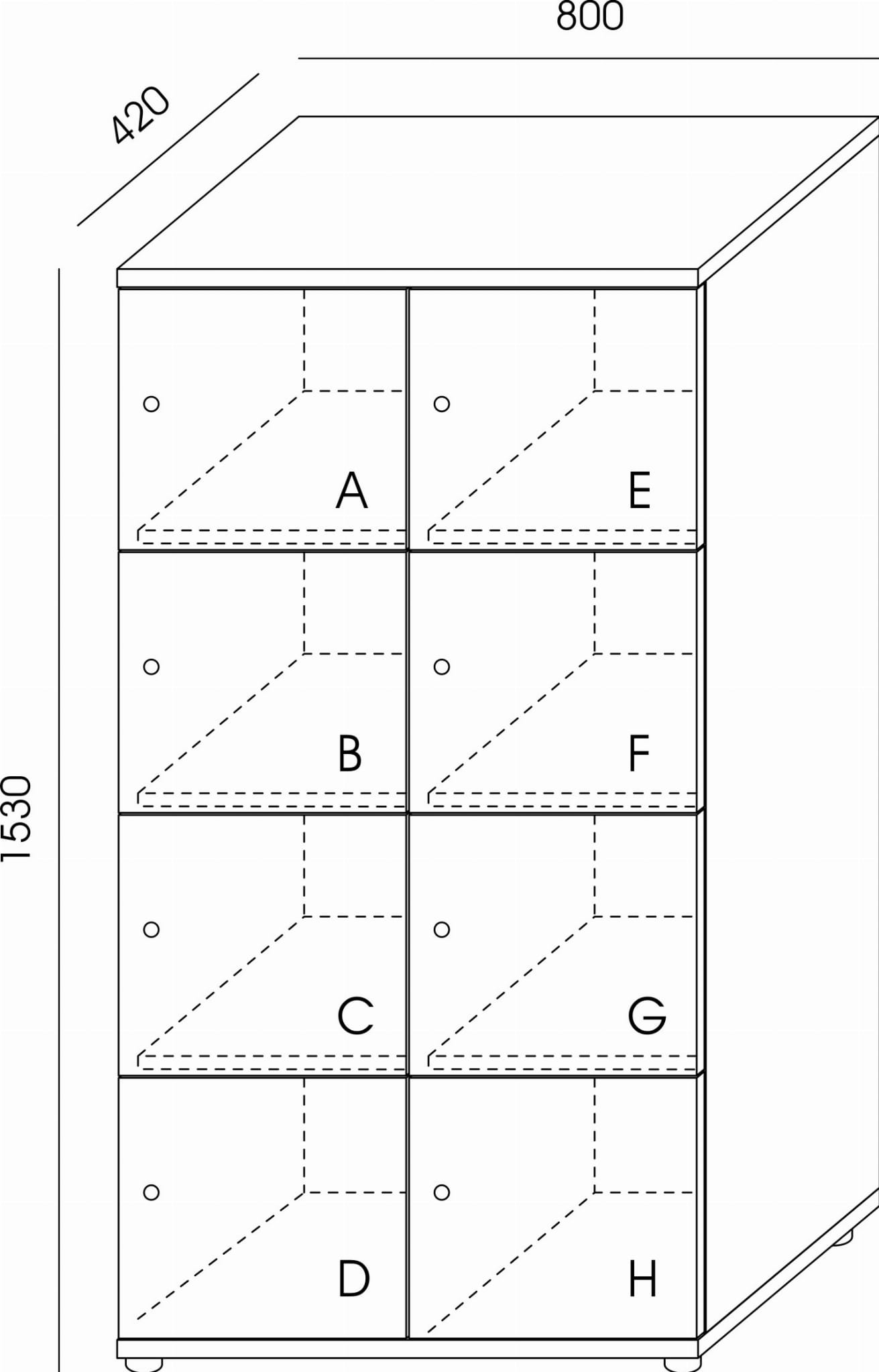 Locker podwójny LC-8 Wuteh 420 × 800 × 1530 mm