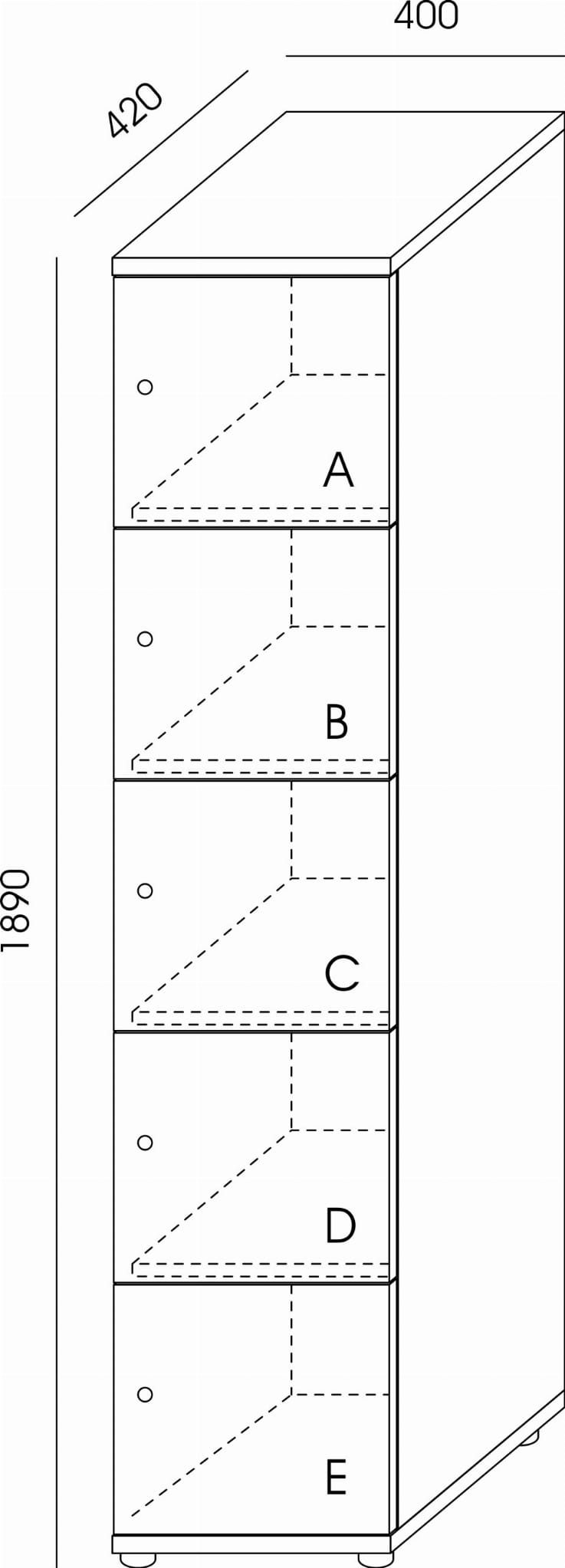 Locker pojedynczy LC-5 Wuteh 420 × 400 × 1890 mm
