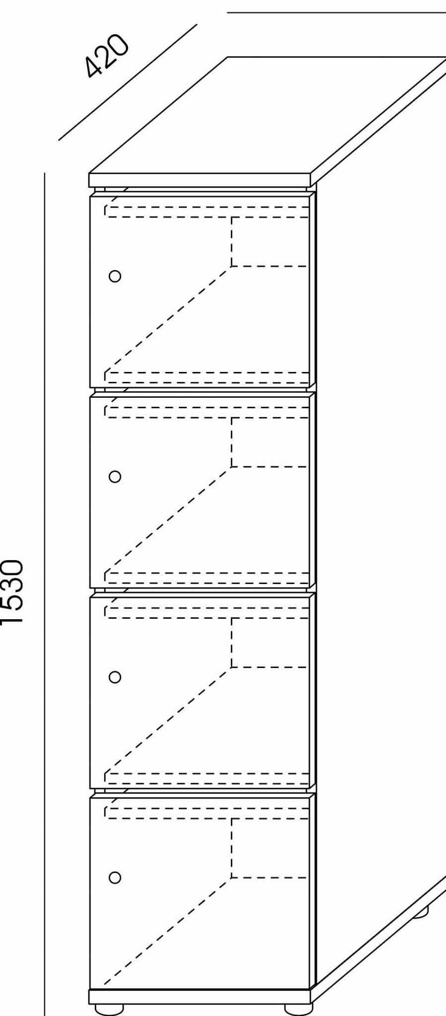 Locker pojedynczy z wrzutnią LC-4Z Wuteh 420 × 400 × 1530 mm