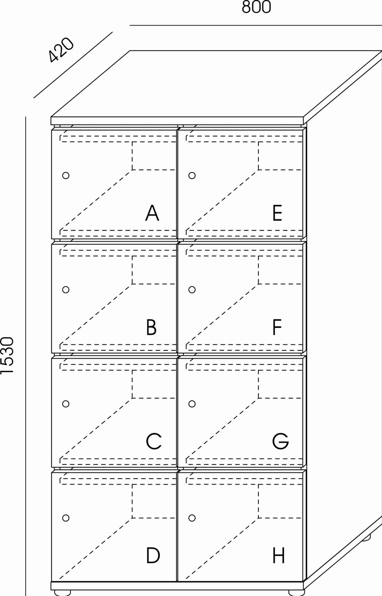 Locker podwójny z wrzutnią LC-8Z Wuteh 420 × 800 × 1530 mm