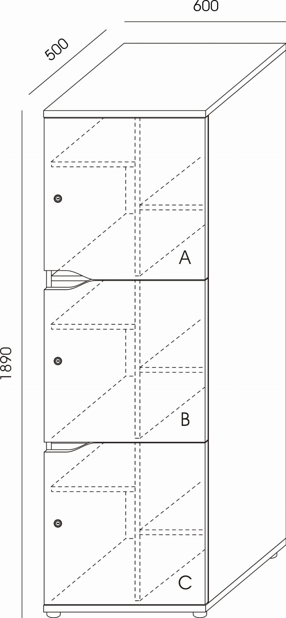 Locker 3 skrytki LLC-3 WUTEH 50x60x189h