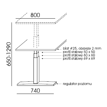 Biurko elektryczne SKY-1 1200 × 800 mm Wuteh