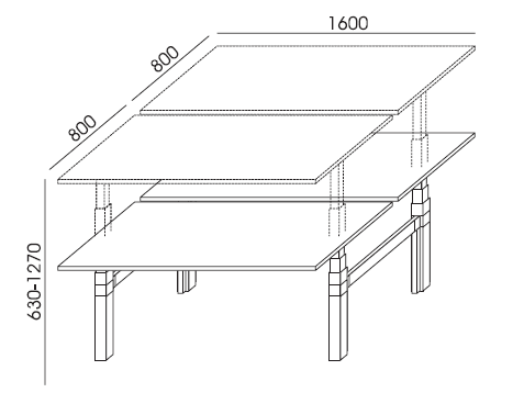 Biurko elektryczne BENCH SKY-23 2 × 1600 × 800 mm Wuteh