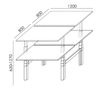 Biurko elektryczne BENCH SKY-21 2 × 1200 × 800 mm Wuteh