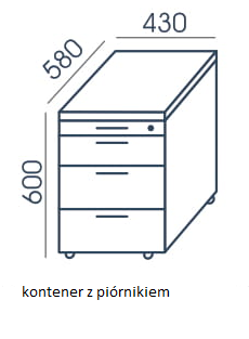 Kontener biurowy KO-15 Wuteh z piórnikiem 