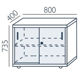 Szafka A-20 Wuteh – przybiurkowa z drzwiami przesuwnymi 80 cm