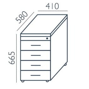 Kontener biurowy KO-4 58×41×66,7 Wuteh