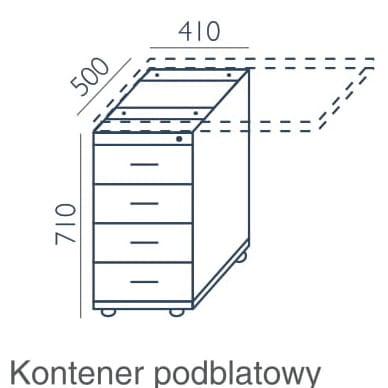 Kontener biurowy KO-8 Wuteh pod blat bez wieńca
