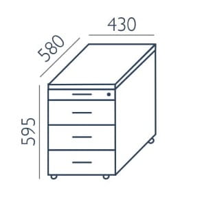 Kontener biurowy KO-9 42x59,5h Wuteh
