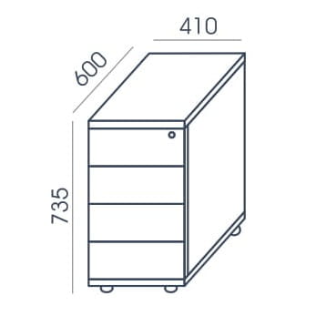 Kontener biurowy KO-19 41x73,5h Wuteh