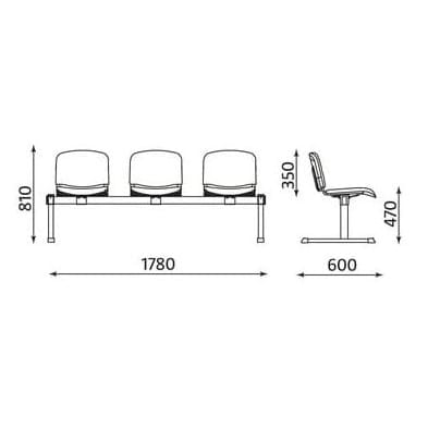 Ławka ISO 3 osobowa Nowy Styl tapicerowana do poczekalni