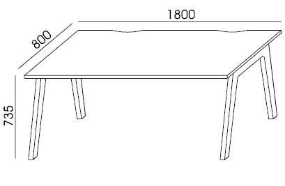 Biurko Balwoo BDP-4 Wuteh 180x80  nogi z dębu