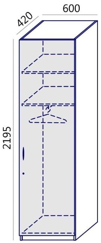 Szafa ubraniowa MTX-20 wysoka prawa 60x219,5h Wuteh