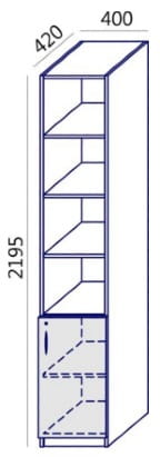Regał wysoki MTX-04 prawy 40x219,5h Wuteh z drzwiami 6OH